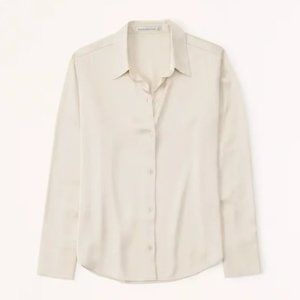 A&F Long-Sleeve Satin Button-Up Shirt (XXS) NWT
